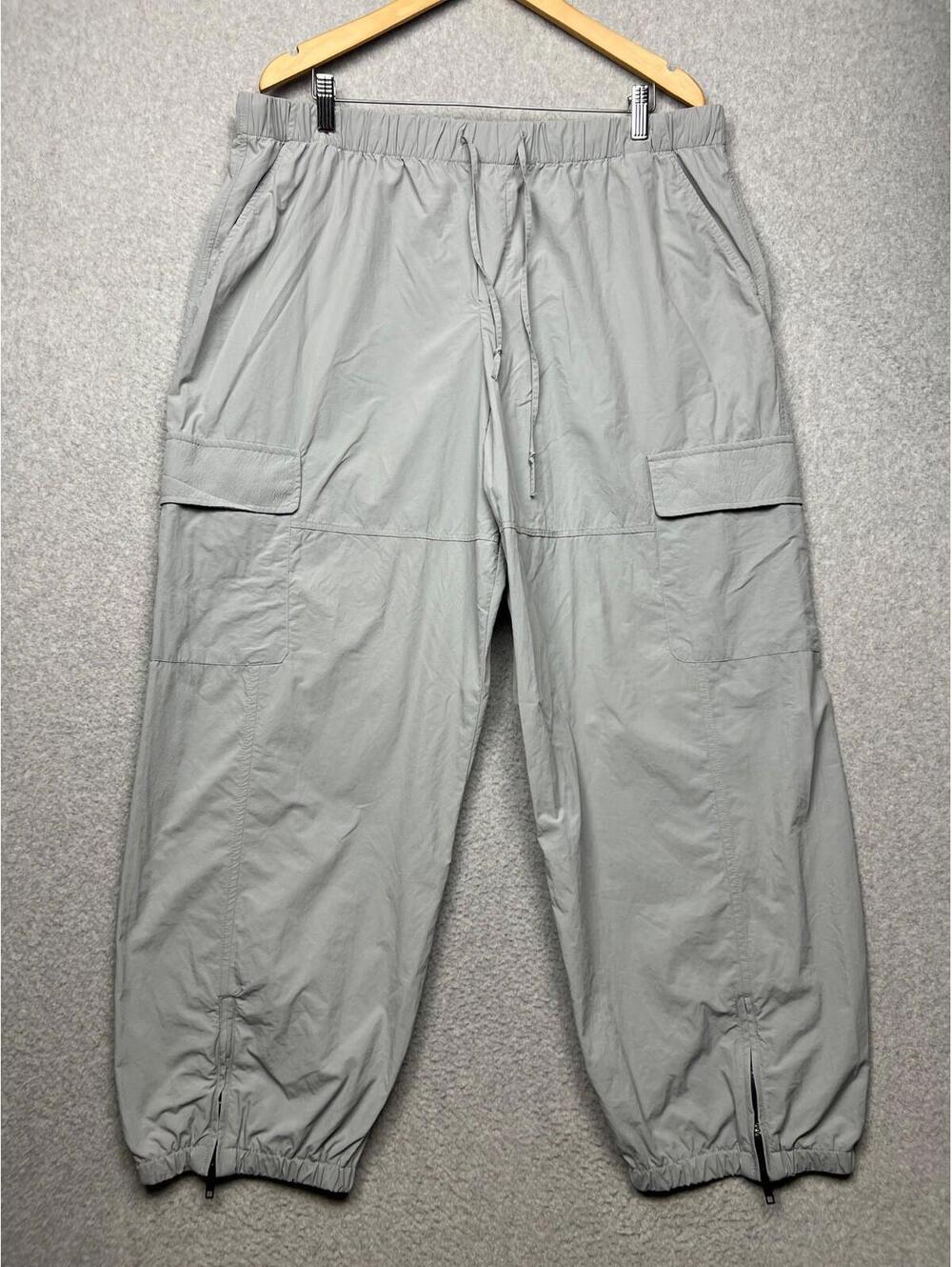 Zara Cargo Parachute Pants Lightweight Womens XXL Gray Oversized Grunge Hip Hop